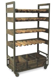 Harlem Vintage Industrial Wine Shelf Rack on Wheels